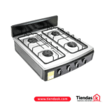 ESTUFA CONTINENTAL GAS 4 PT LUJO A INOX Q.ES GN NEGRA REF 4350