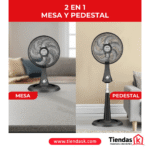 VENTILADOR TURBO SILENCE 2 EN 1 14 PULGADAS 6 ASPAS NEGRO REF  5861023662 - Imagen 2