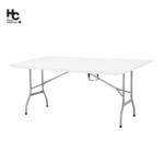 MESA PLEGABLE TIPO MALETA PORTATIL EN POLIETILENO DE 180 CM BLANCA JUST HOME COL - Imagen 2