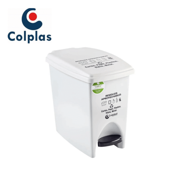PAPELERA PEDAL RECTANGULAR 12 LTS PELET-BLANCA  COLPLAST REF 811