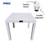 MESA RATTAN TAYRUNA BLANCO HIELO ANDECOL REF: MP1002 - Imagen 2