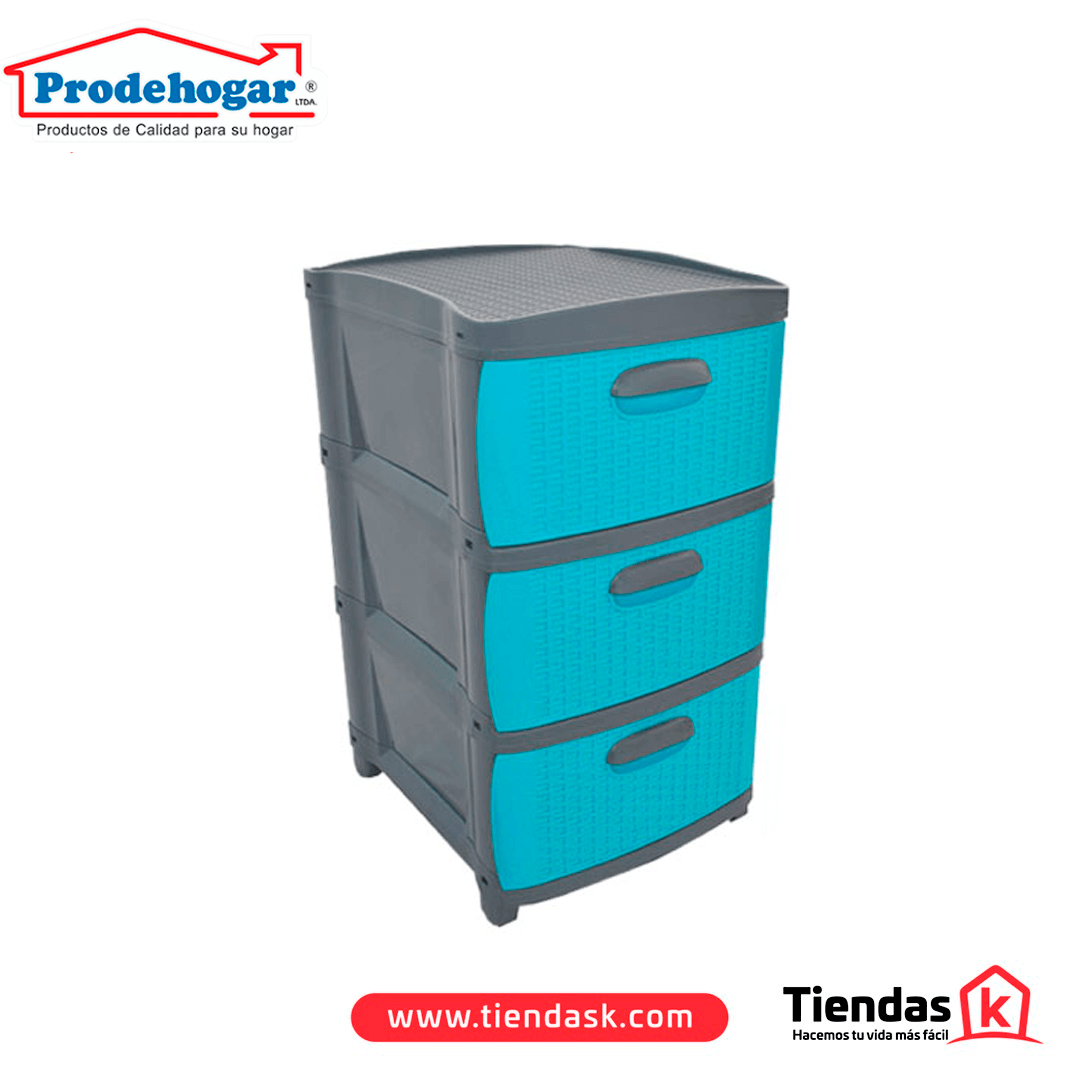 106.0046.png PRACTIMUEBLE DUBAI 3 NIVELES GRIS-AZUL RATTAN PRODEHOGAR REF 390ORR3N11 - Imagen 1