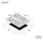 ESTUFA EMPOTRAR 5531 CONTINENTAL 4 A INOX ENC GN (55.245.2) - Imagen 2