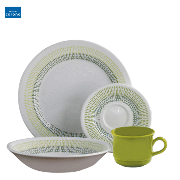 VAJILLA CORONA JASPE VERDE 4 PTOS 16 PCS REF VL173E040116
