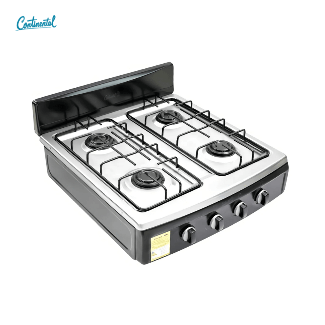 IU.png ESTUFA REF 4374 CONTINENTAL GAS 4 PT LUJO A INOX Q.ES GP NEGRA - Imagen 1