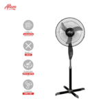 VENTILADOR ALTEZZA ASF-1651BL DE PIE 16 PULGADAS NEGRO BASE CRUZ TIBURON