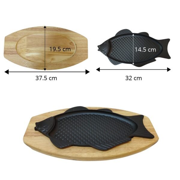 SARTEN DE HIERRO CON BASE DE MADERA DE 32CM REF CC-182