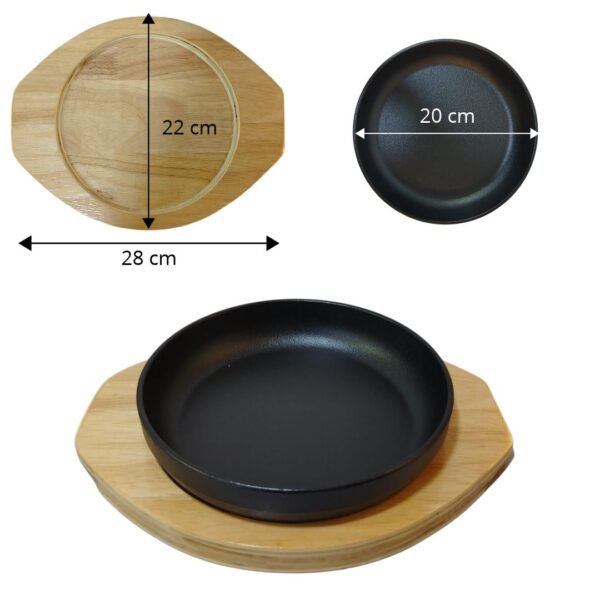 SARTEN DE HIERRO CON BASE DE MADERA DE 20CM REF CC-202