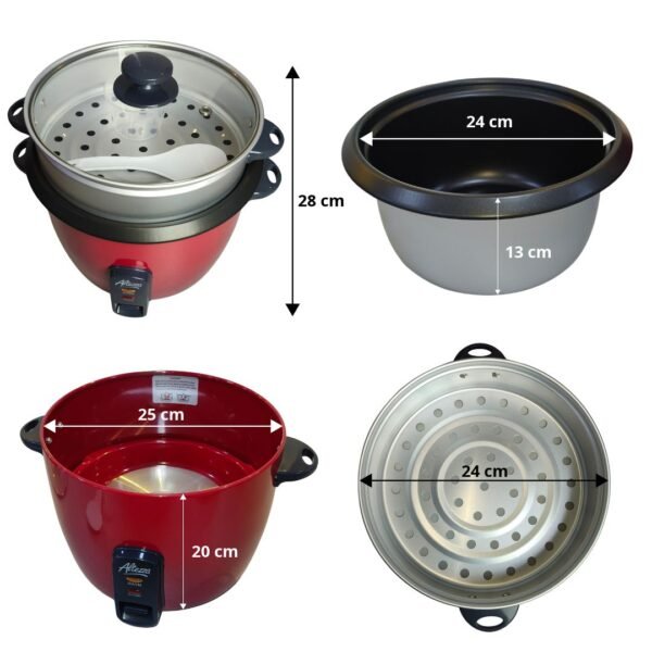 OLLA ARROCERA MULTIFUNCIONAL CON VAPORERA ALTEZZA 1.8 LITROS  ROJA 45878 REF  ARC-S180R