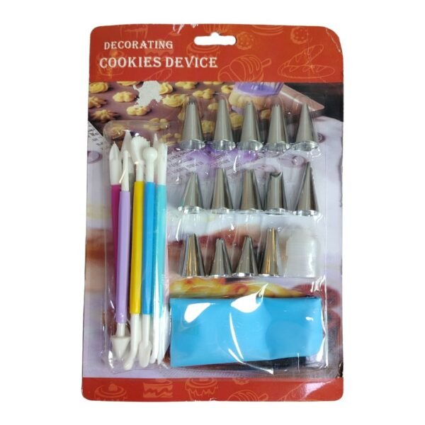 MANGA PARA DECORAR TORTAS EN SILICONA CON  BOQUILLAS EN ACERO INOX E IMPLEMENTOS REF CC-116