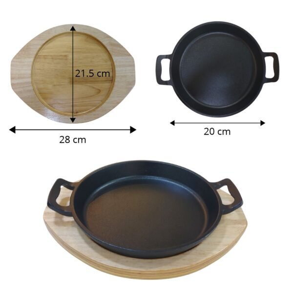 SARTEN DE HIERRO CON BASE DE MADERA DE 20CM REF CC-178